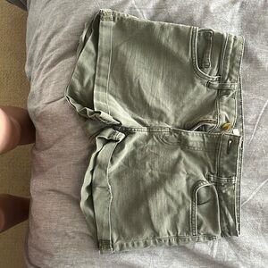 Green jean shorts
